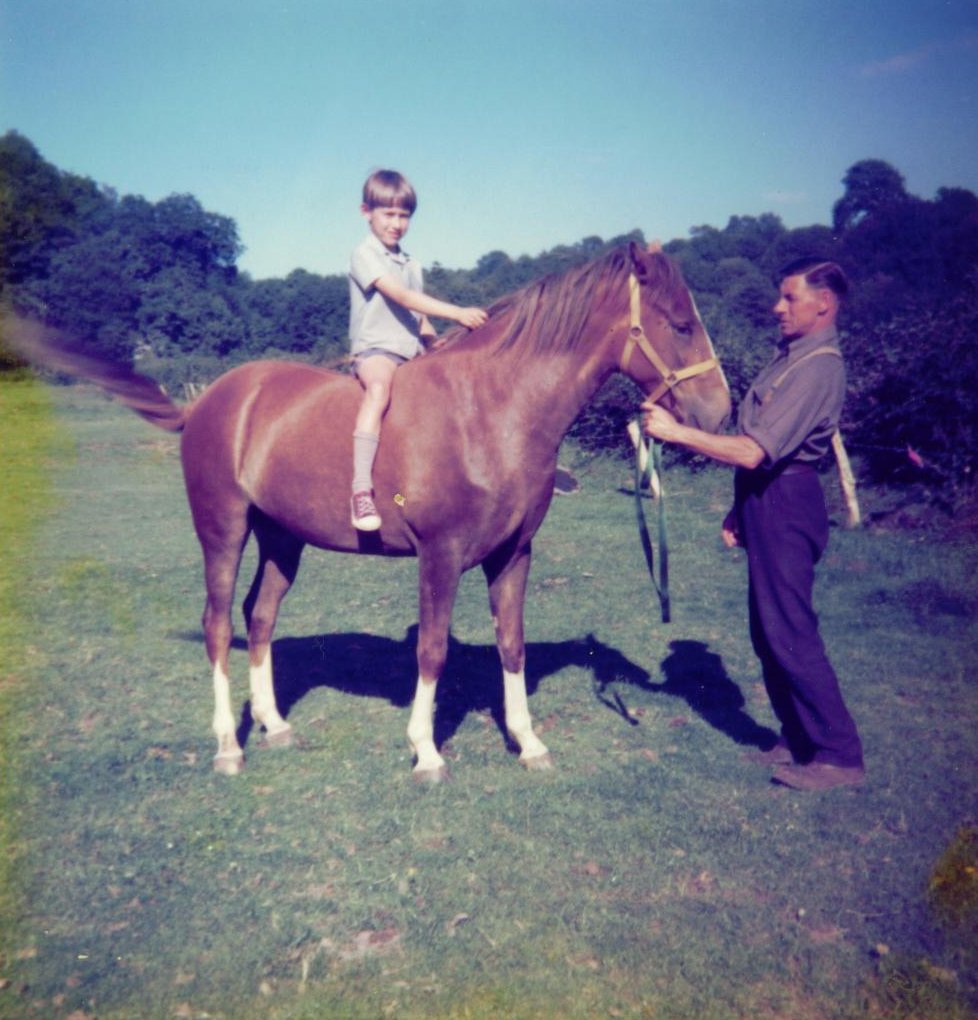 1977 photograph of a young boy riding a Welsh Cob at Henbont, showing the farm’s traditional Welsh equestrian heritage